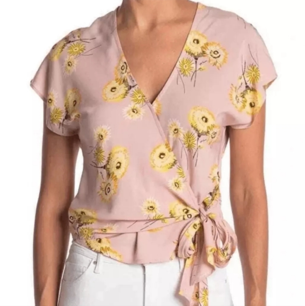 Madewell Blush Pink Floral Wrap Top XS